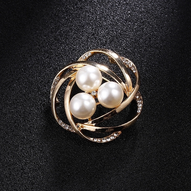 Glam Pin Geometric Alloy Inlay Artificial Pearls Rhinestones Women’S Brooches