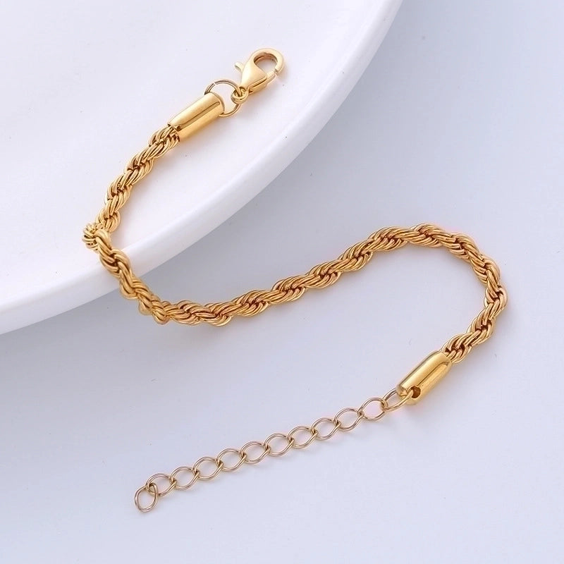 Minimalist Twist 304 Stainless Steel 18K Gold Plated No Inlaid Stainless Steel Bracelets In Bulk