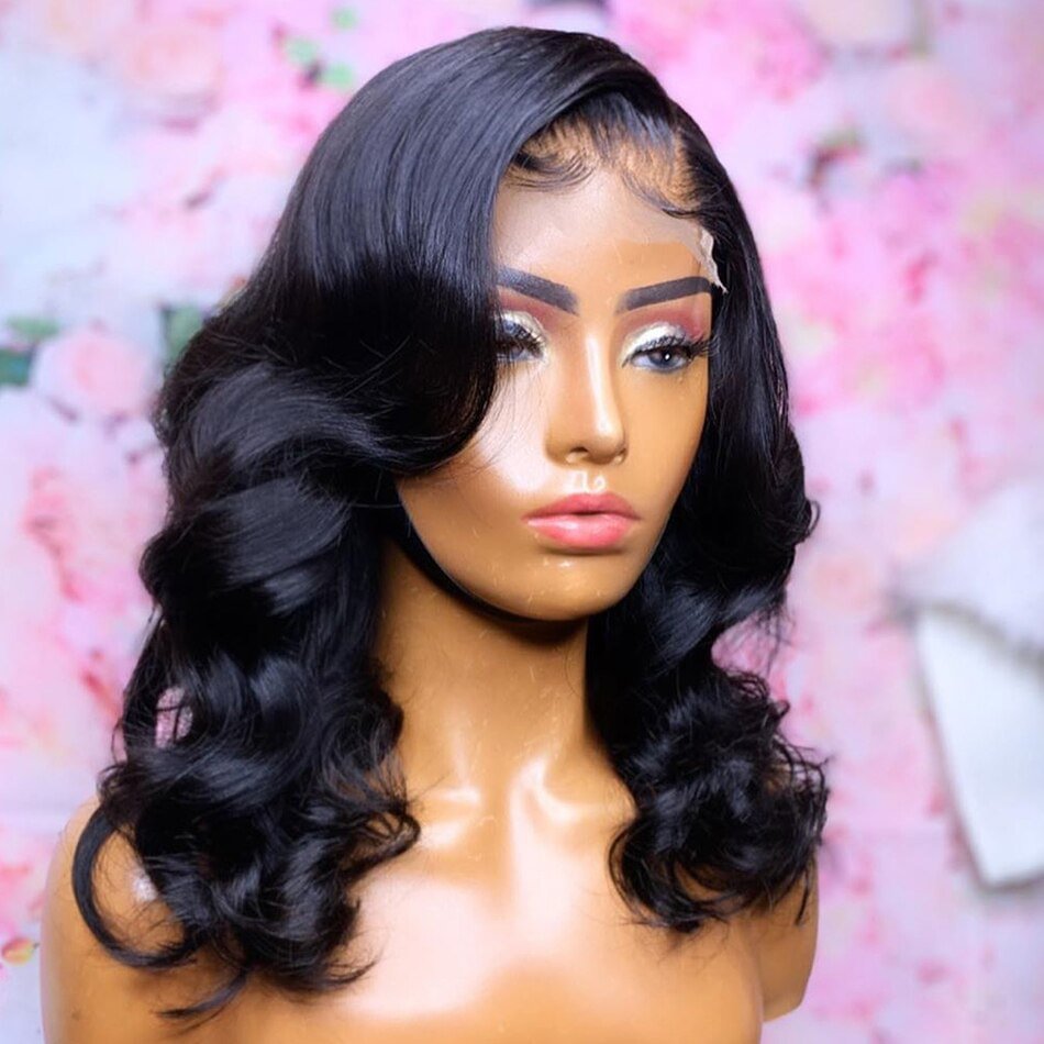 Body Wave Human Hair Wig 180% Brazilian Remy Water Wave Lace Closure Wigs 4x4 Bob Wig Pre Plucked with Baby Hair for Black Women US Mall Lifes