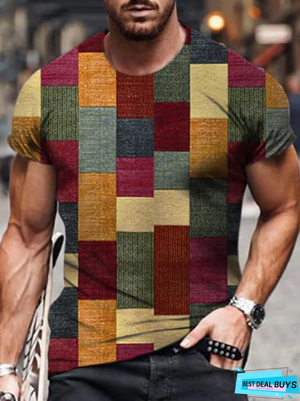 Men's Unisex T shirt Tee Plaid Color Block Graphic Prints Crew Neck Red 3D Print Outdoor Street Short Sleeve Print Clothing Apparel Sports Designer Casual Big and Tall / Summer / Summer