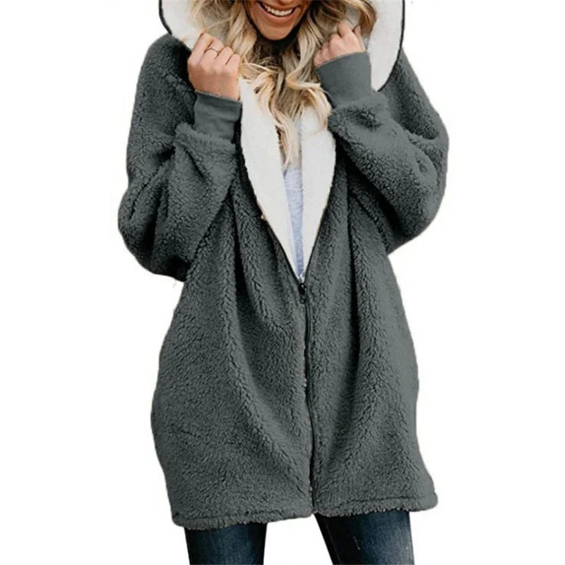 Lamb velvet hooded women long winter jacket 2019 autumn and winter new plus size 5XL warm outwear coat female