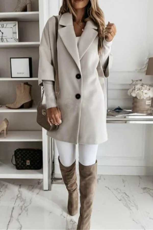 Fashion Casual Lapel Style Woolen Coat
