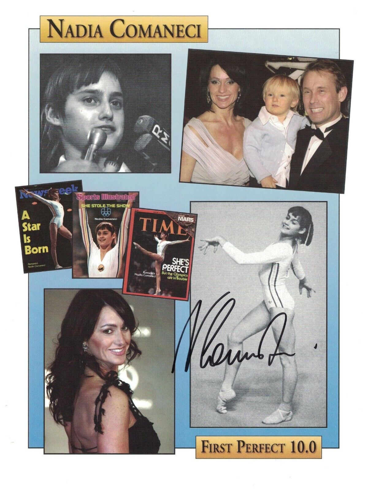 Nadia Comaneci Signed Autographed 8 1/2 x 11 Photo Poster painting Olympic Gymnast