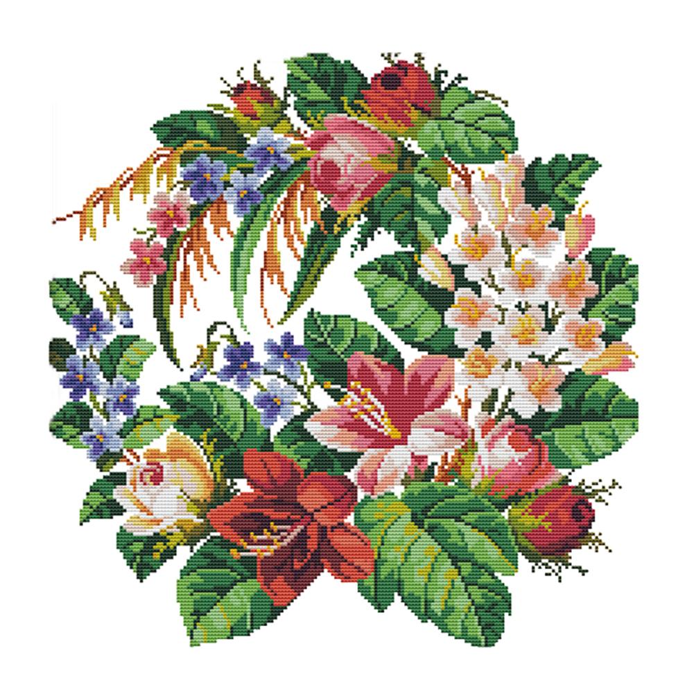 

Flowers - 14CT Stamped Cross Stitch - 41x41cm, 501 Original