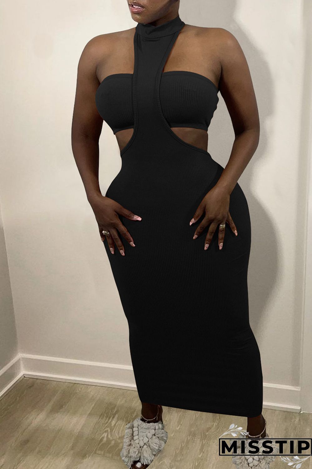 Orange Fashion Sexy Solid Hollowed Out Backless O Neck Sleeveless Two Pieces