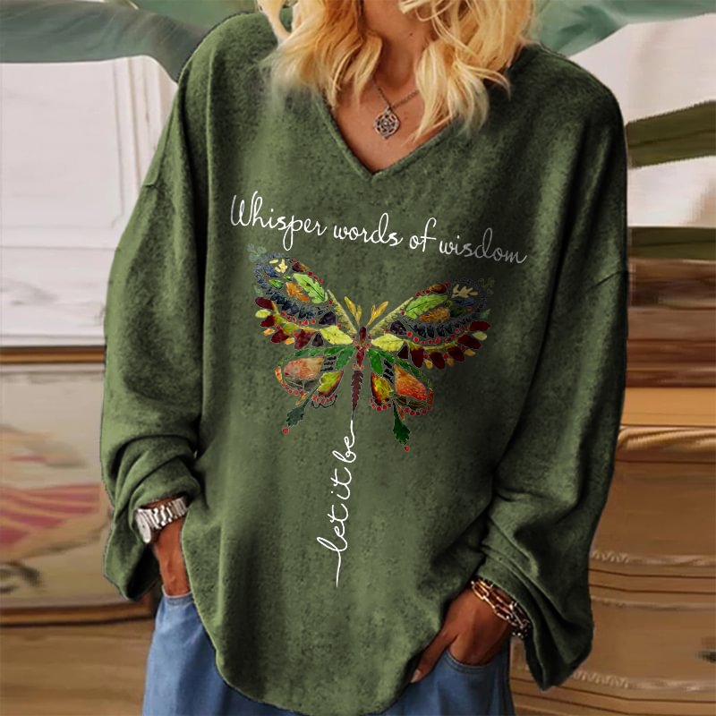 Whisper Words Of Wisdom Printed Butterfly Women's T-shirt