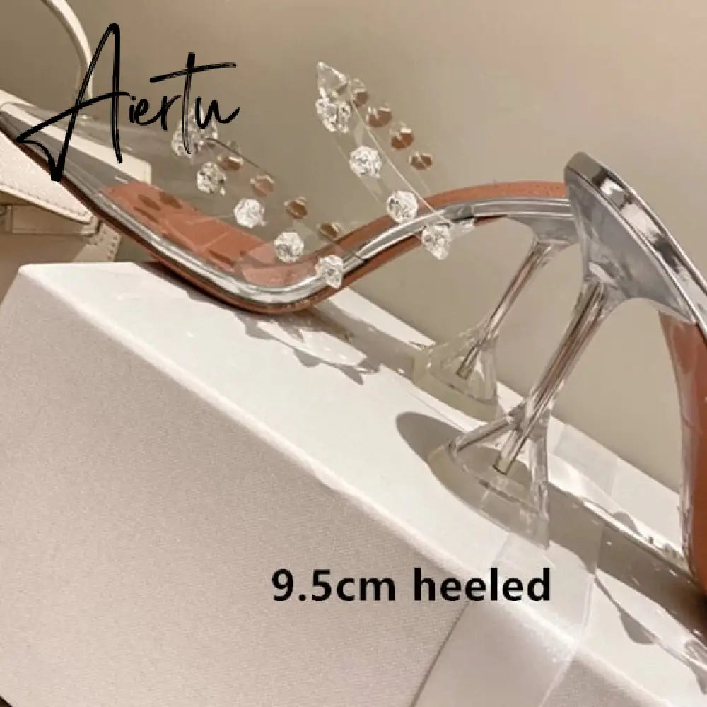 Aiertu Star style Rivet Transparent PVC Cup Heeled Women Sandals Fashion Stiletto High heels Summmer Shoes Female Pumps Sandals Aiertu