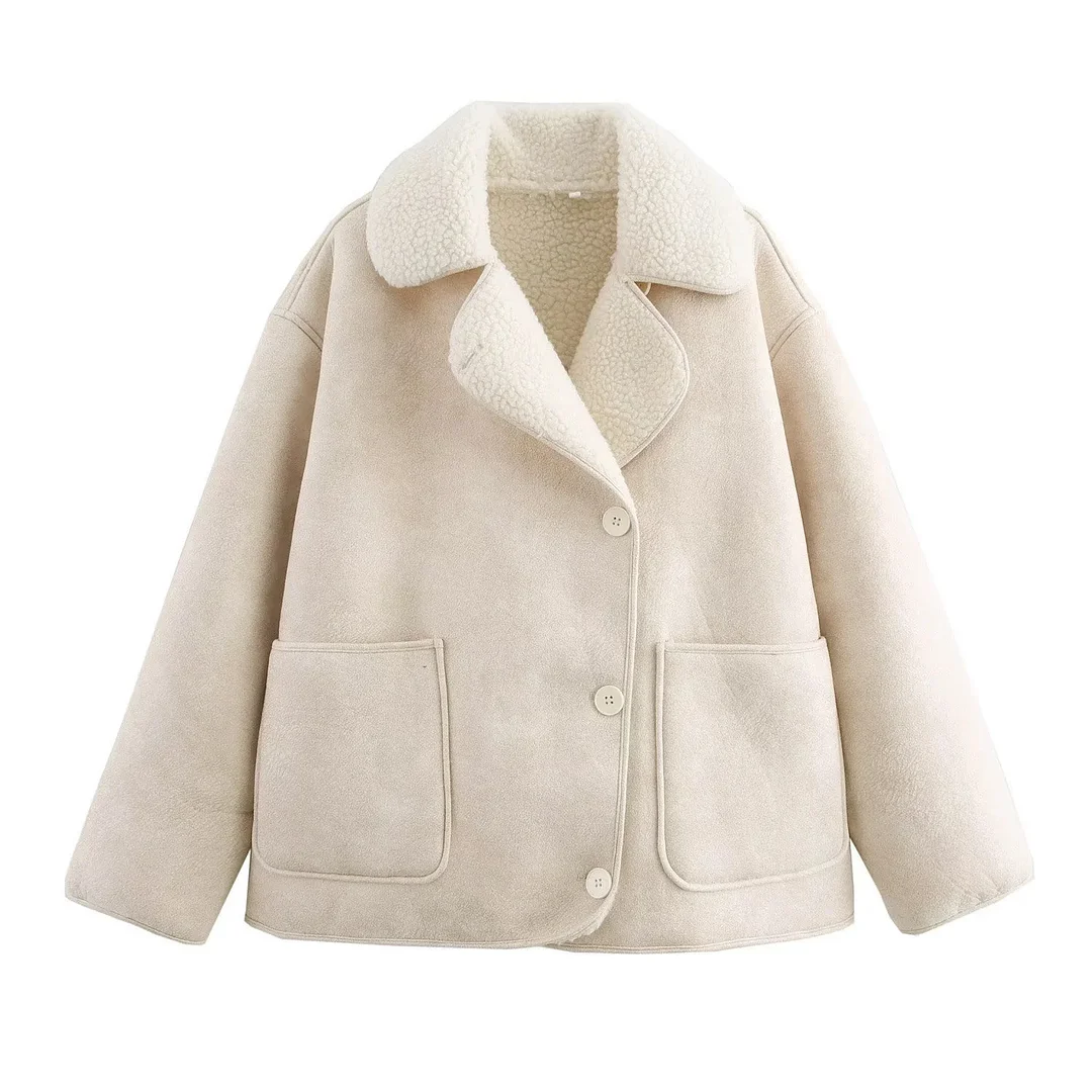 Nigikala Nigikala Women's Clothing Explosion Retro Fashion Casual Button Double-Sided Collar Coat