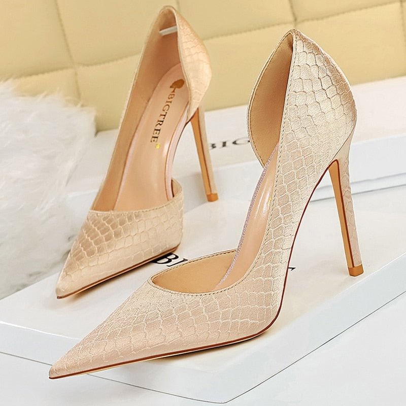 BIGTREE Shoes New Snake Pattern Women Pumps Sexy High Heels Party Shoes Stiletto Heels Wedding Shoes Large Size Female Shoes