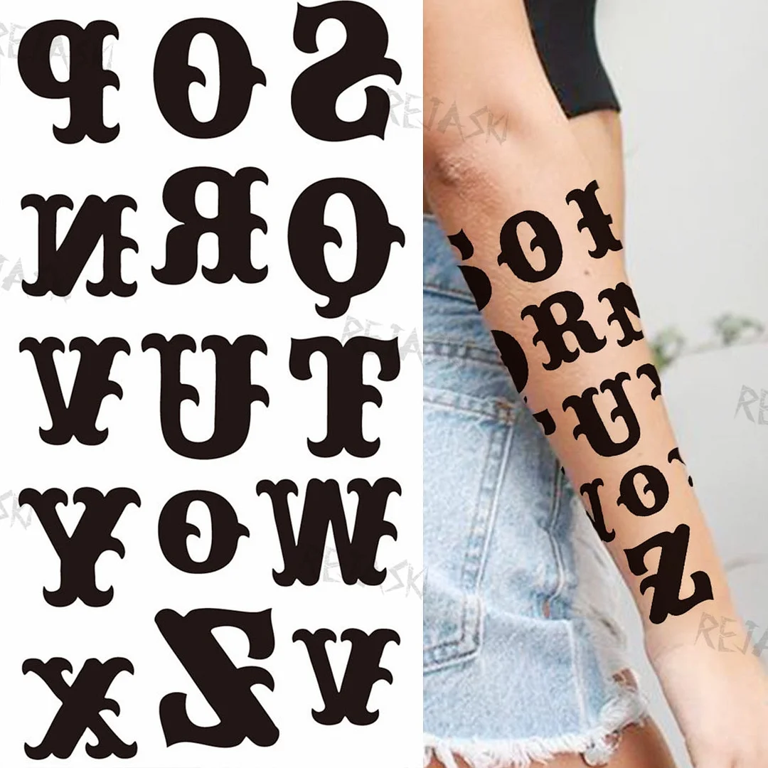 Minimalist Letter Temporary Tattoo For Children Women Small Word Tattoos Sticker Black Endless Heart Fake Tatoos Chains Clavicle