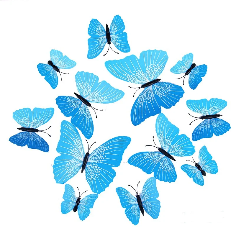3D Butterfly Wall Stickers 12pcs/lot Moth Living Room Bedroom Children's Room Stickers Home Decor Black white minimalist modern