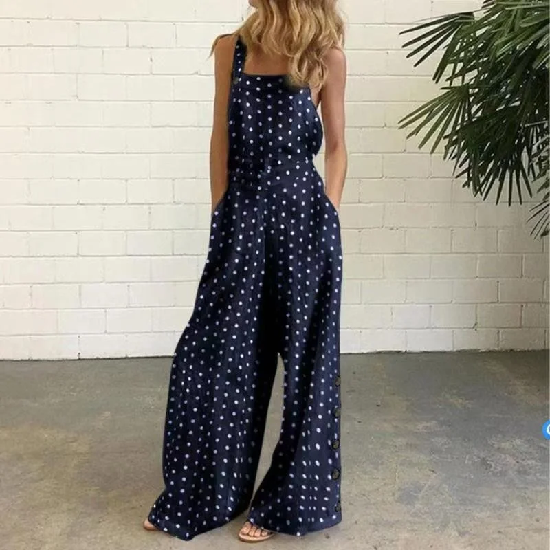 Uveng Uveng New Four-Color Round-Leg Trousers Digital Printed Bare-Backed Jumpsuit