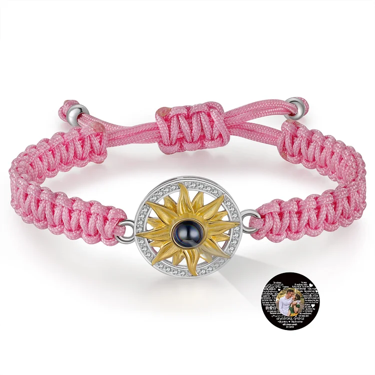 Personalized Projection Weave Bracelet Customized Colorful Photo+Copywriting Bracelet Adjustable Bracelet Personalized Gift for Couples