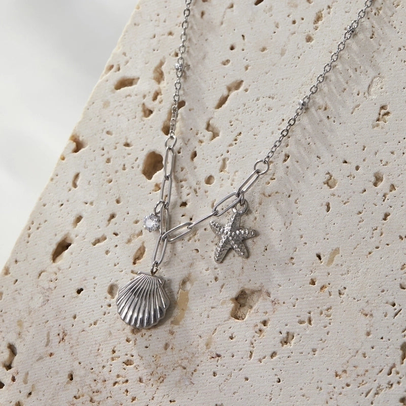 Cute Sweet Minimalist Shell Titanium Steel Pendant Necklace