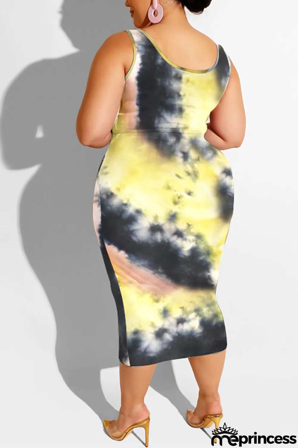 purple Polyester Sexy Slip Print Belt Tie Dye Plus Size