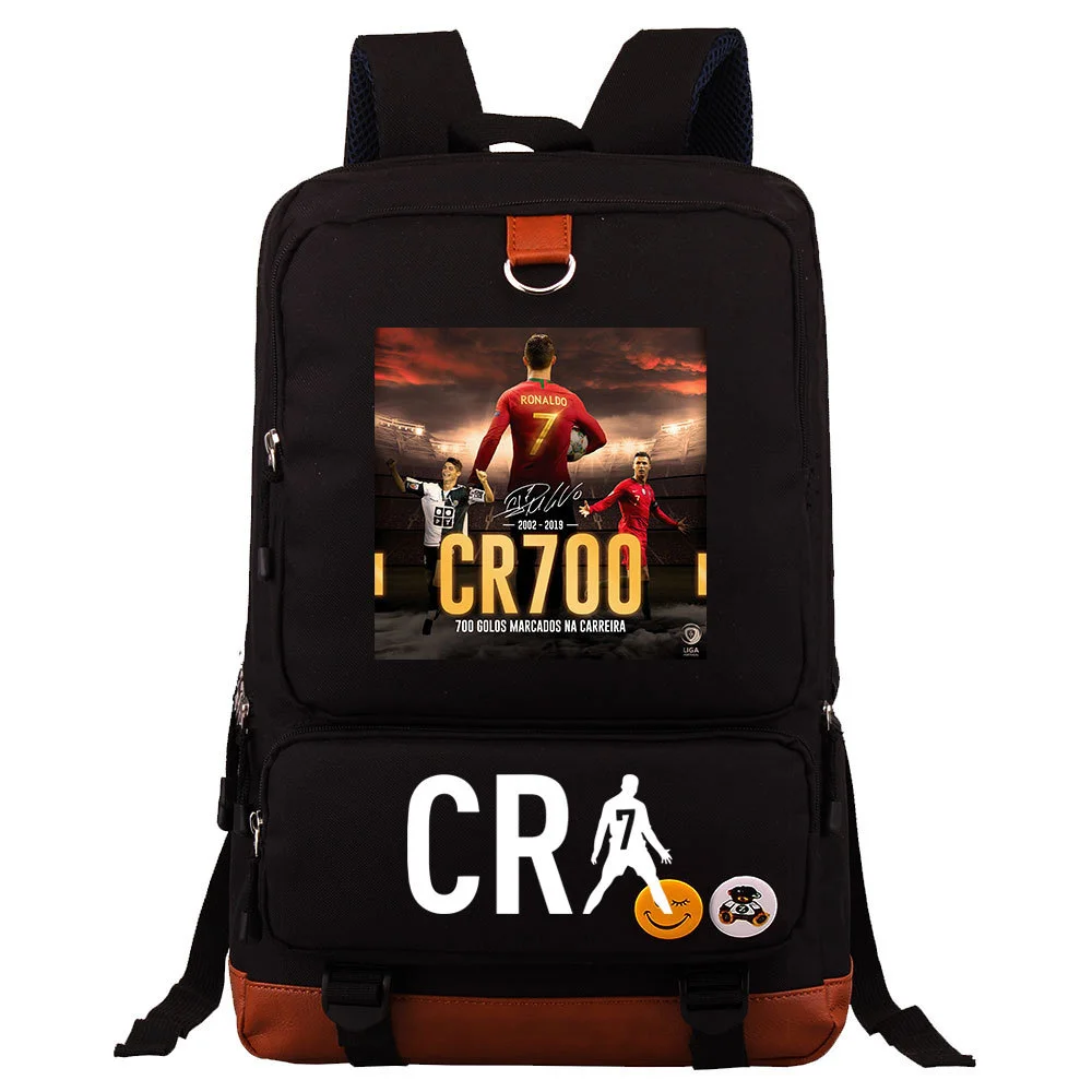 Buzzdaisy Cristiano Ronaldo Printed Square Backpack - Large Capacity and Laptop Compartment