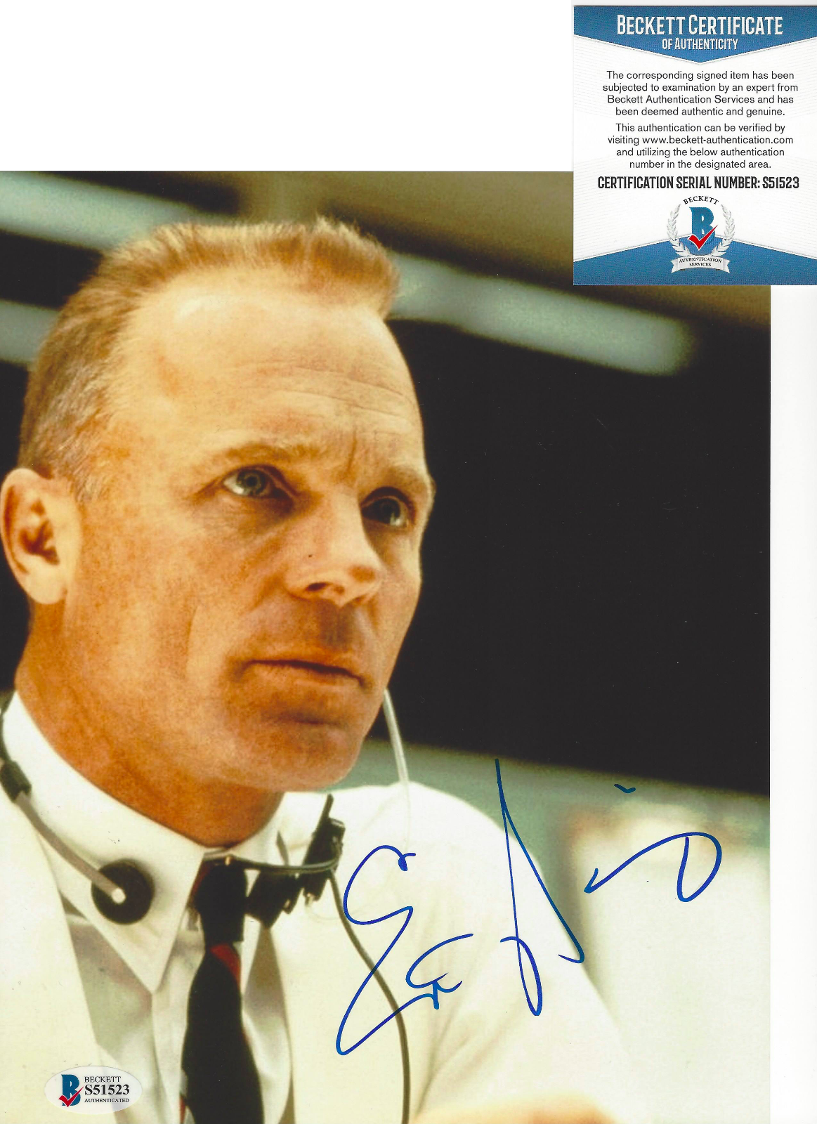 ED HARRIS SIGNED AUTHENTIC 'APOLLO 13' 8x10 MOVIE Photo Poster painting B ACTOR BECKETT BAS COA