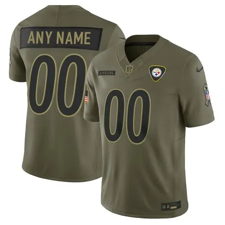 Youth's Pittsburgh Steelers Custom Olive 2025 Salute to Service Retired Limited Jersey