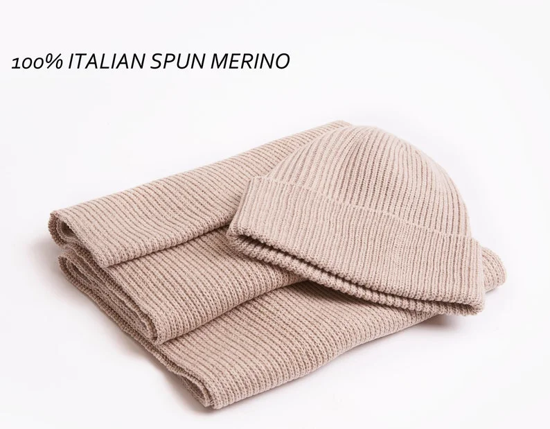 Knitted hat made of 100% organic merino wool / wool scarf XXL / knitted scarf / beanie cap / wool cap / winter cap / model Lenggries