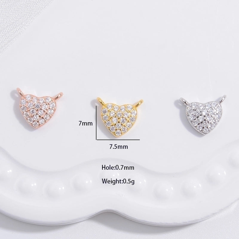 1 Piece 925 Sterling Silver Zircon 22K Gold Plated Rose Gold Plated Rhodium Plated Pentagram Heart Shape Petal Pendant