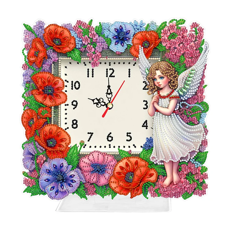 【Clock】Acrylic Special Shaped Angel Girl Diamond Painting Hanging Ornaments for Desktop gbfke