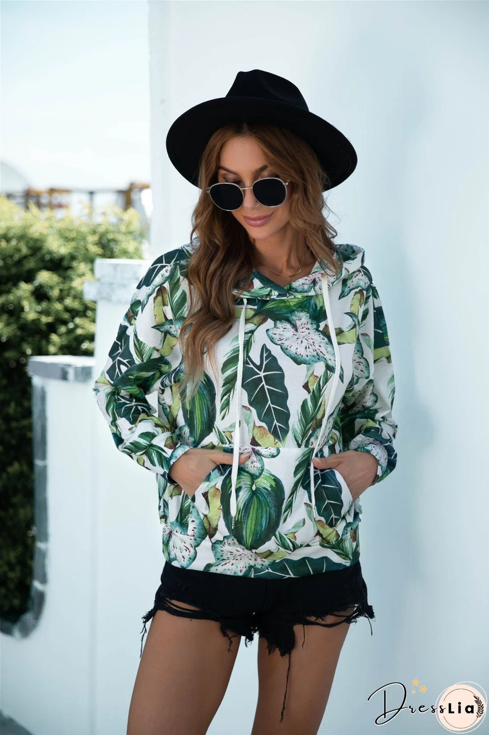 Printed Dropped Shoulder Hoodie