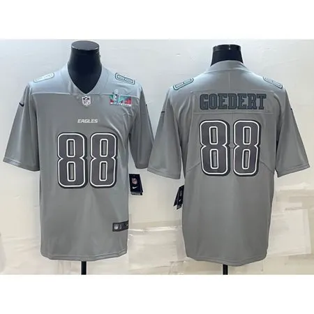 Men's Philadelphia Eagles #88 Dallas Goedert Gray Super Bowl LVII Patch Atmosphere Fashion Stitched Jersey