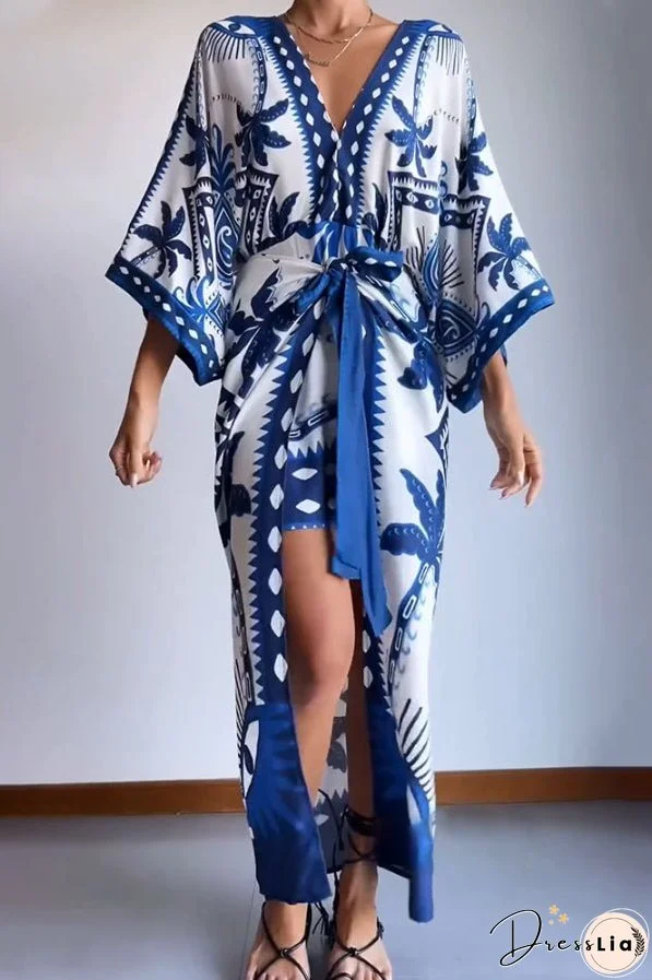 Chic two-piece lace-up printed dress