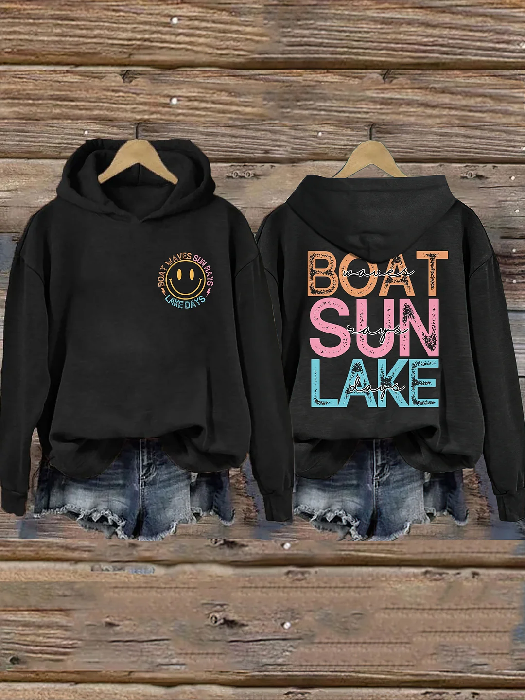 Boat Waves Sun Rays Lake Days Hoodie