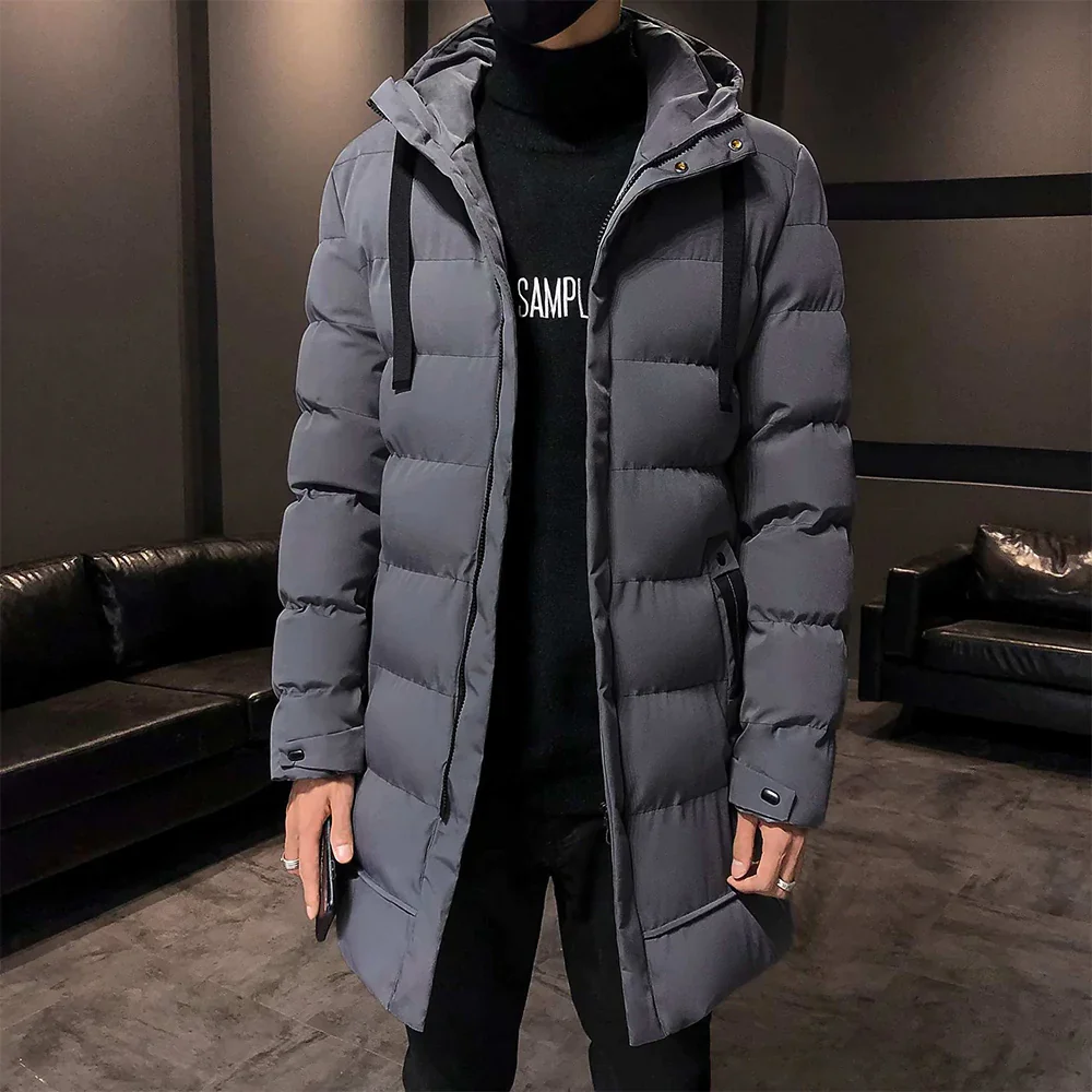 Smiledeer Winter new men hooded down cotton mid length cotton jacket