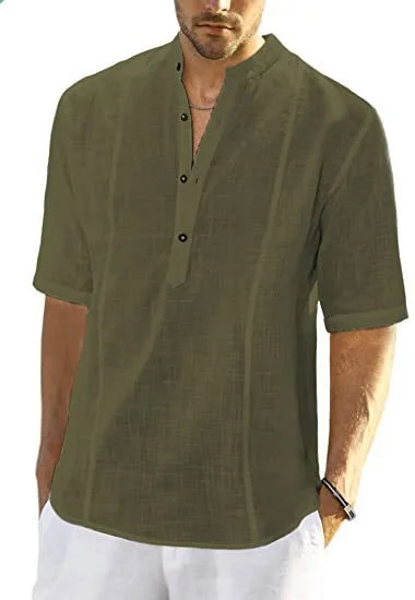 Uveng Slim Fit Comfort Casual Linen Half Sleeve Shirt