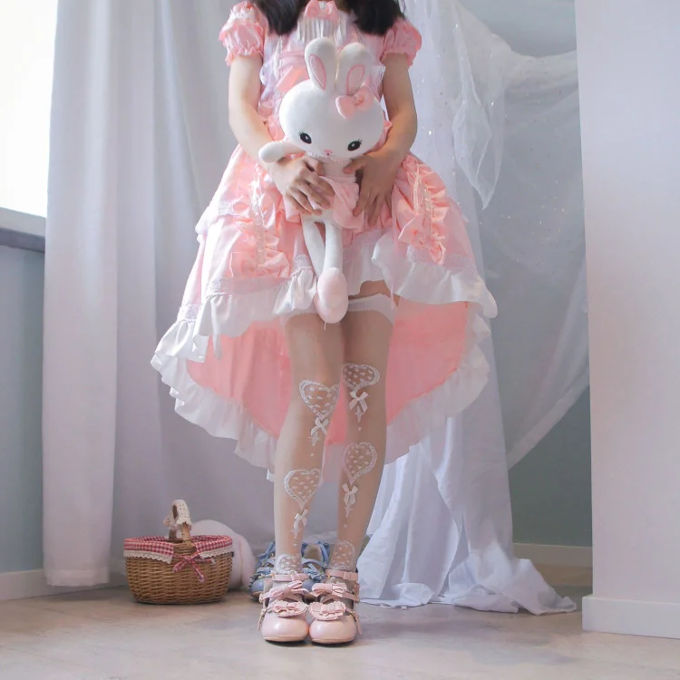 Ultra Thin Silk Heart Patterned Lolita Over-the-knee Socks SP15444