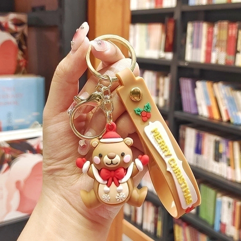 Cute Christmas Tree Santa Claus Elk PVC Metal Christmas Women’s Bag Pendant Keychain
