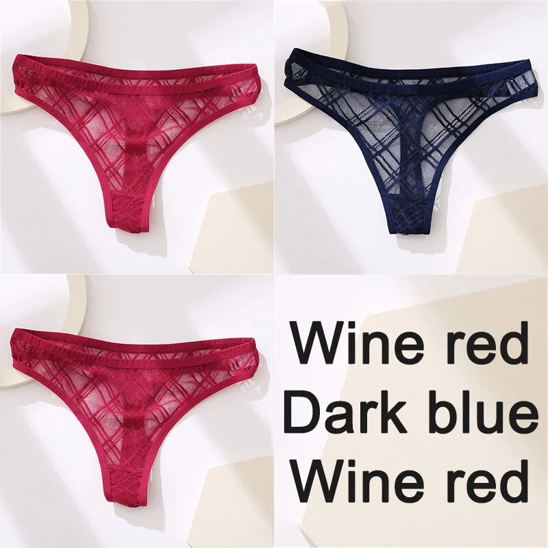 Sexy Lingerie Lace Panties Women Underwear G-String Perspective Thong Pantys Mesh Low Waist Female Briefs Intimate Underpants