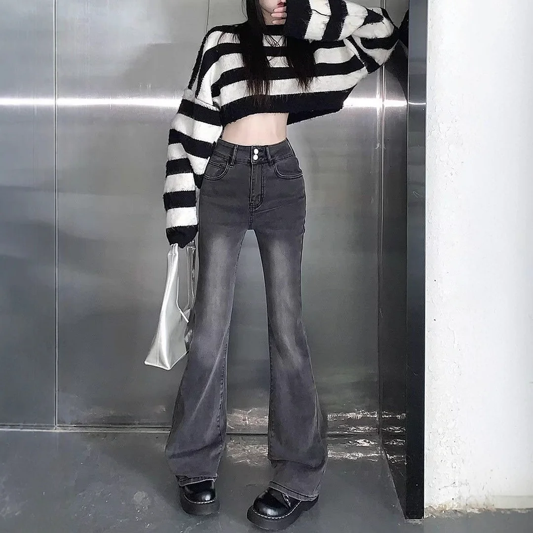 Nigikala Nigikala Girls Black Fake Two Spliced Half-Body Skirt High-Waisted Stripe Short Skirt Short Skirt 100-Fold Skirt