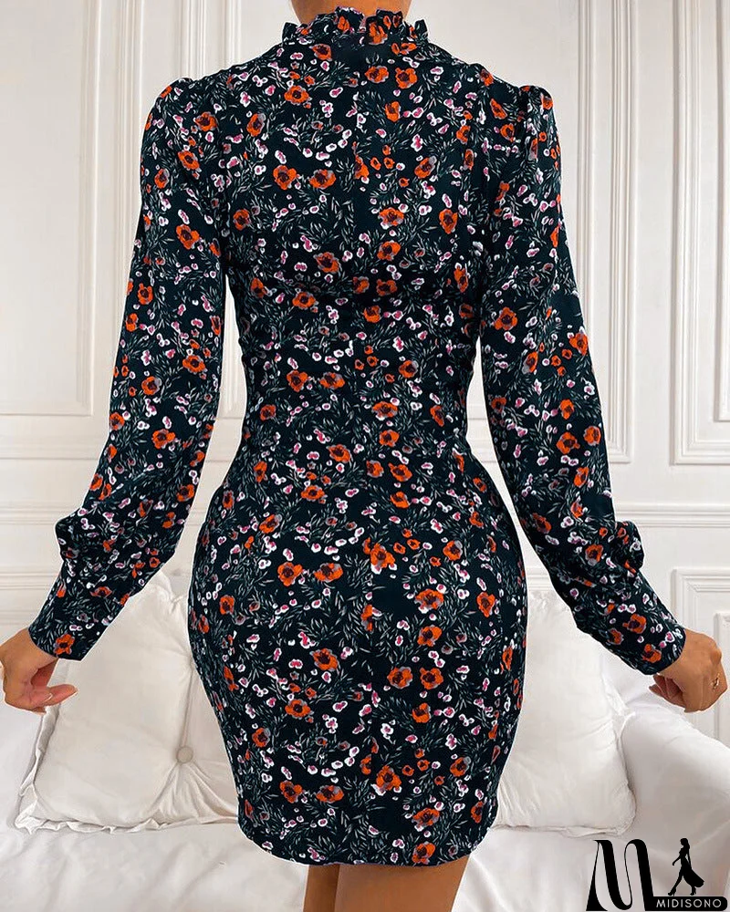 MidiSono - Women Printed Long Sleeve Princess Dress