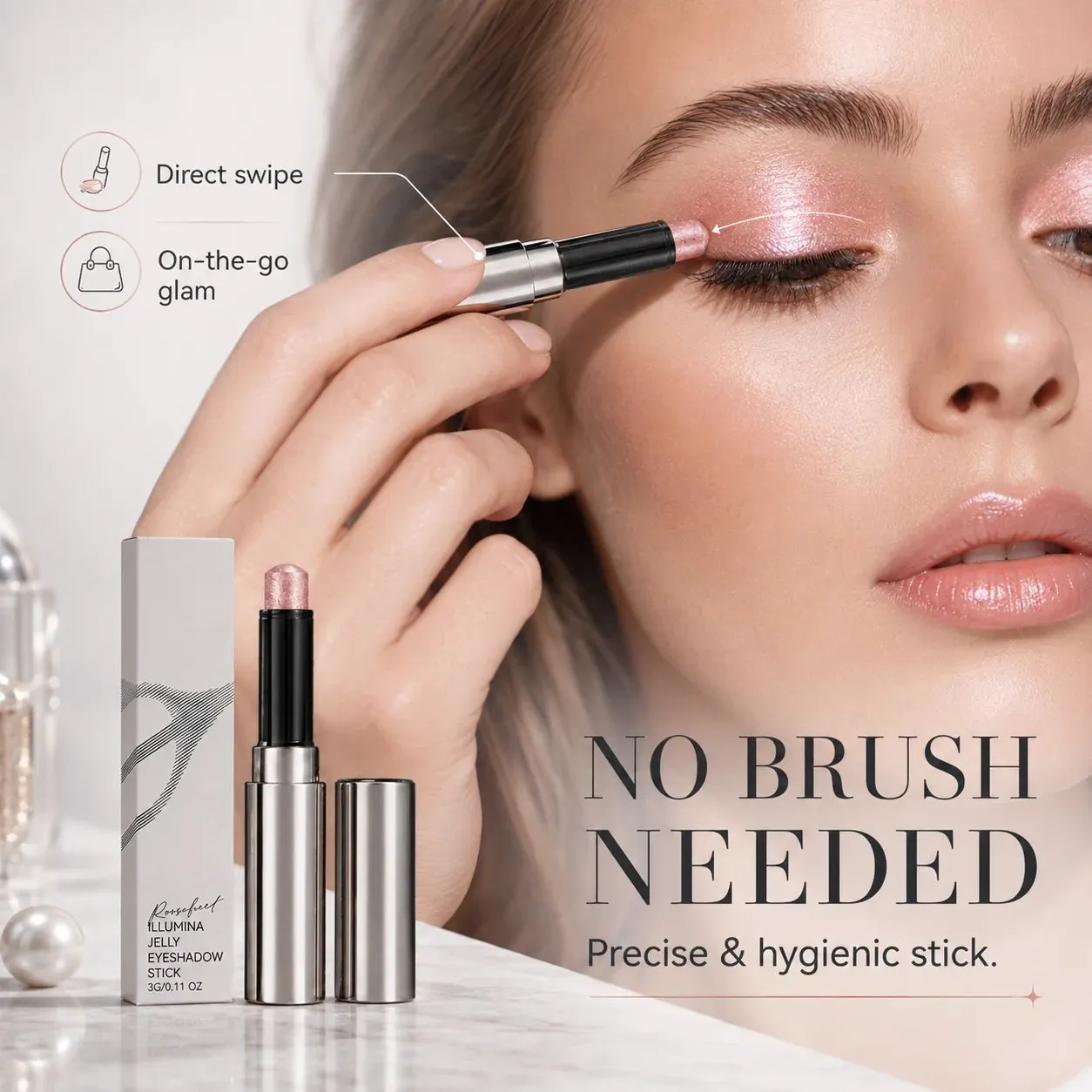 Direct brush free jelly eyeshadow stick application