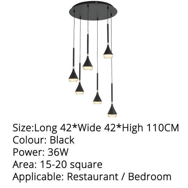 Black Color Nordic Style Led Pendant Lights Hanging Lamps Living Room Dining Room Lighting Luminaria Abajur