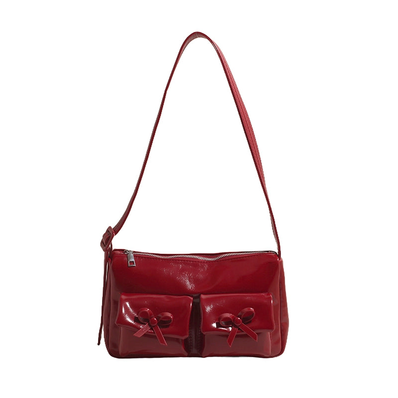 Women’s Medium Pu Leather Solid Color Streetwear Square Zipper Underarm Bag