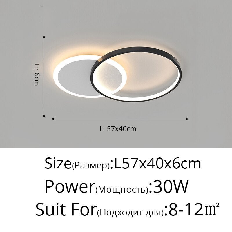 Nordic Style Acrylic Frame Led Ceiling Lamp for Bedroom Living Room Foyer Lighting Black Golden Aluminum Circle Lights