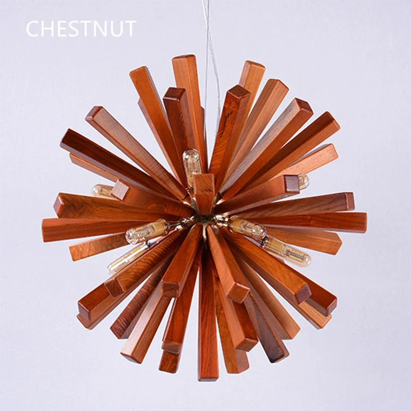 Nordic Wood Chandelier Dandelion-Shaped Pendants Lights For Bedroom