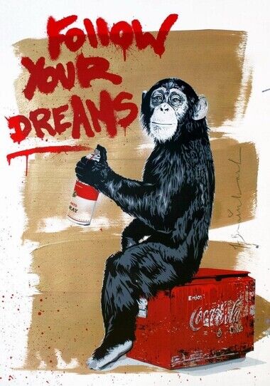 BANKSY GRAFFITI ART - FOLLOW YOUR DREAMS - HIGH GLOSS Photo Poster painting POSTER  POST