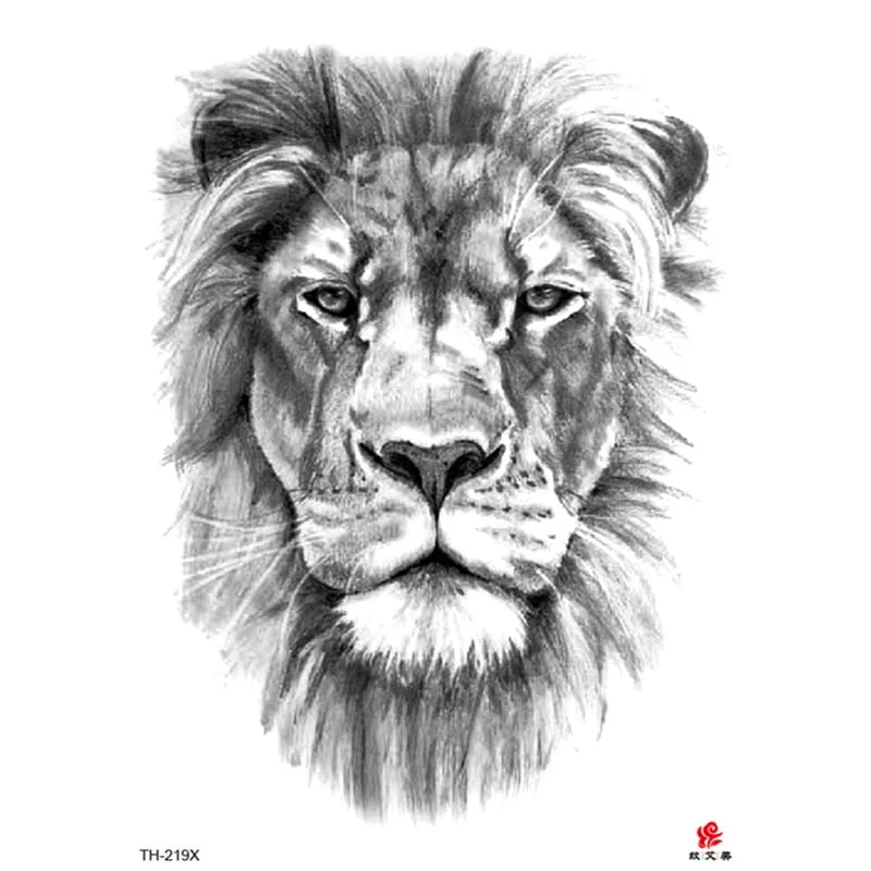 Waterproof Temporary Tattoo Sticker Lion King Clock Tiger Pattern Fake Tatto Black Body Art for Women Men Tattoo Sticker