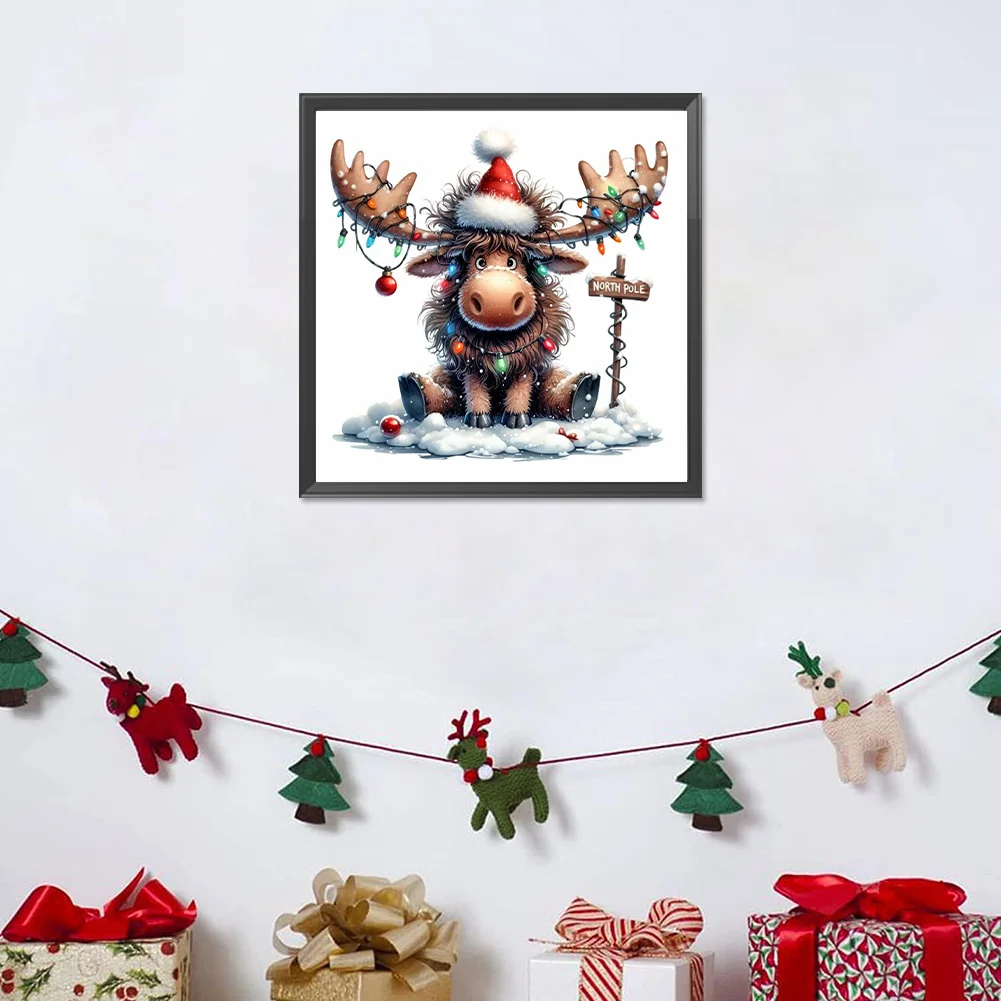 Diamond Painting - Full Round Drill - Christmas Elk(Canvas|30*30cm)