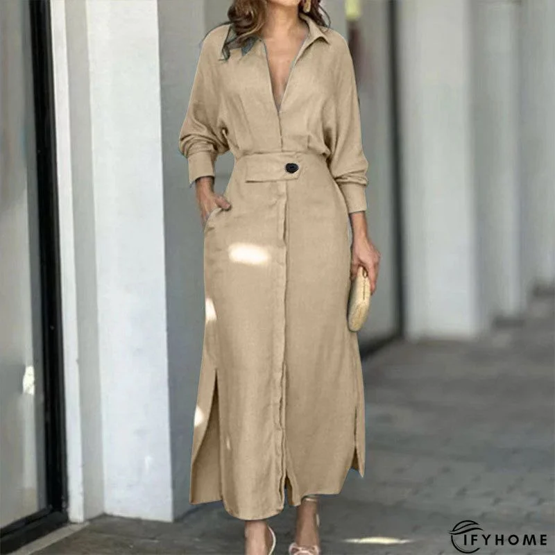 Velvet Long Sleeve Casual Solid Knitting Dress | IFYHOME