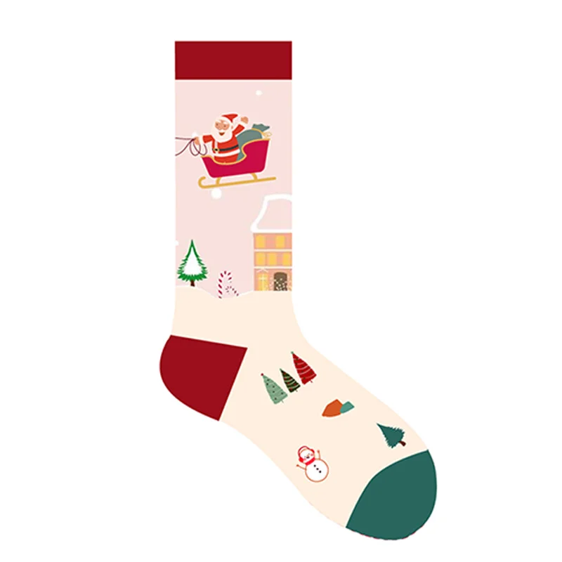 Cartoon Christmas Snowman Santa Claus Socks