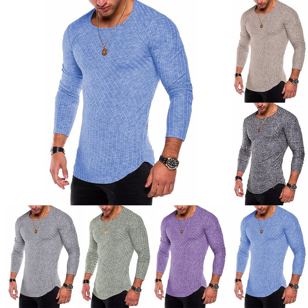 Hugoiio™ Men's Long Sleeve Solid Color Casual Panel T-Shirt