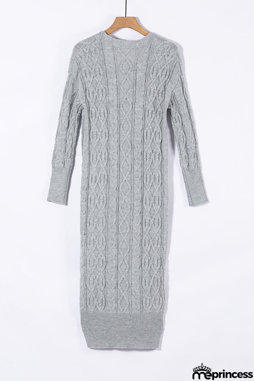Cable Knit Open Front Long Cardigan