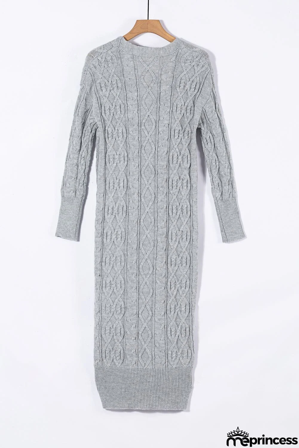 Cable Knit Open Front Long Cardigan