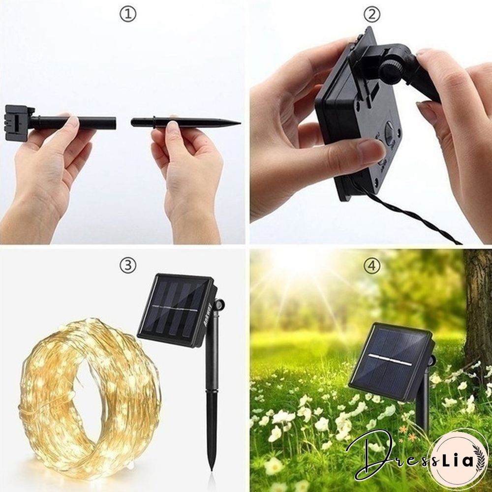 300/200/100/50/10 LED 9COLORS Creative Waterproof 8 Modes Solar Powered Copper Wire String Lights for Outdoor Indoor Home Garden Party Wedding Patio Tree Christmas Decoration